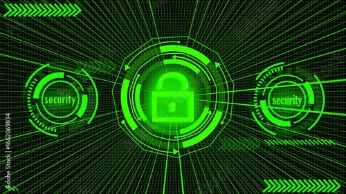 Wallpaper Mural The Futuristic Digital Illustration Showcasing A Cyber Technology Interface. At The Center, The Glowing Is Encircled By Neon Concentric Rings, Resembling A Head Up Display HUD. Torontodigital.ca