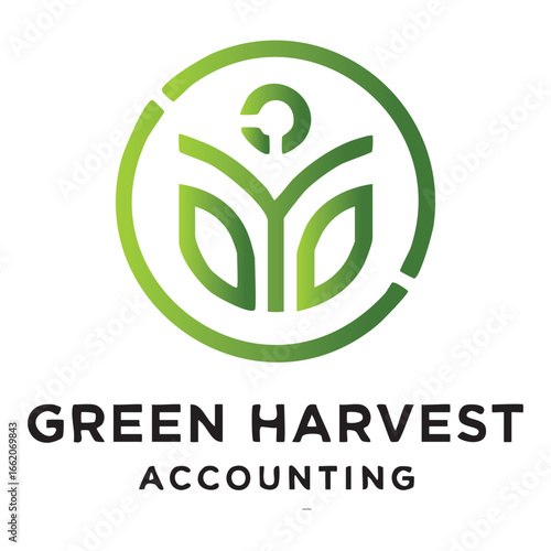 Green Harvest Accounting Logo, Symbol of Nature and Financial Growth