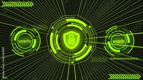 Wallpaper Mural The Futuristic Digital Illustration Showcasing A Cyber Technology Interface. At The Center, The Glowing Is Encircled By Neon Concentric Rings, Resembling A Head Up Display HUD. Torontodigital.ca