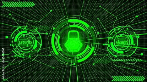 Wallpaper Mural The Futuristic Digital Illustration Showcasing A Cyber Technology Interface. At The Center, The Glowing Is Encircled By Neon Concentric Rings, Resembling A Head Up Display HUD. Torontodigital.ca