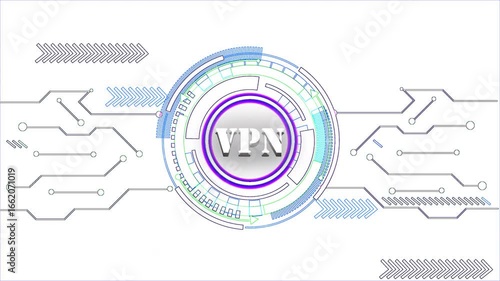 Wallpaper Mural The Futuristic Digital VPN Text Showcasing A Cyber Technology SEO Interface. At The Center, The Glowing SEO Is Encircled By Neon Concentric Rings, Resembling A Head Up Display HUD Torontodigital.ca
