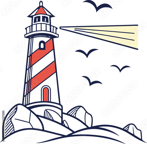 colouefull lighthouse watch tower on the island