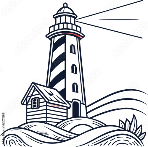 lighthouse in the water on a white background