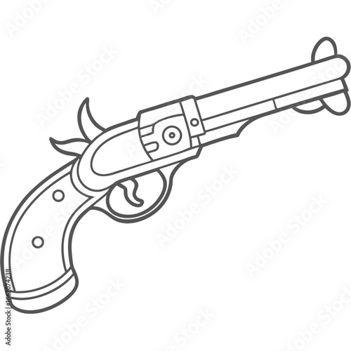 Old Vintage Revolver Pistol Illustration
