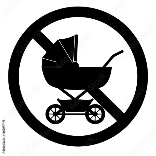 No strollers allowed sign vector illustration for safety and accessibility in public spaces icon design