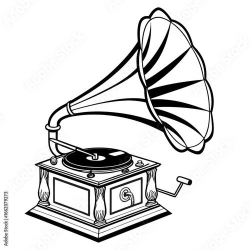 vintage gramophone vinyl ready vector illustration