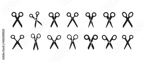 Scissor icon set, cutting tool vector,  scissor silhouette on isolated in white background, vector illustration EPS 10.