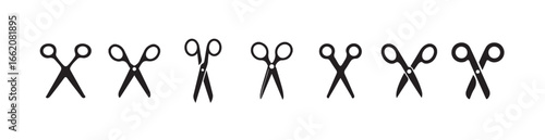 Scissors icons vector set in different  line style, scissors silhouette icon, vector illustration eps 10.