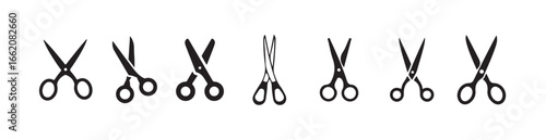 scissors icon vector set, cutting tool vector, scissor silhouette, scissor symbol, vector illustration eps 10.
