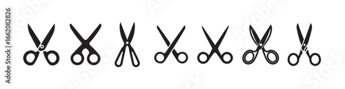 Scissors icon vector set, cutting shears tool vector for craft tailoring and barber use, vector illustration EPS 10.