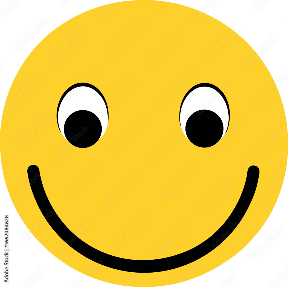 Fototapeta premium Classic Yellow Smiley Face with Black Eyes and Curved Mouth Illustration