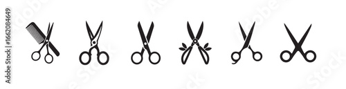 scissors icon vector set, cutting tool vector, scissor silhouette, scissor symbol, vector illustration eps 10.
