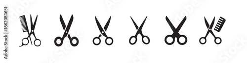 Scissors silhouette icon, Scissor sign, Flat icon style, Hair cutting scissor vector silhouette, vector illustration eps 10.