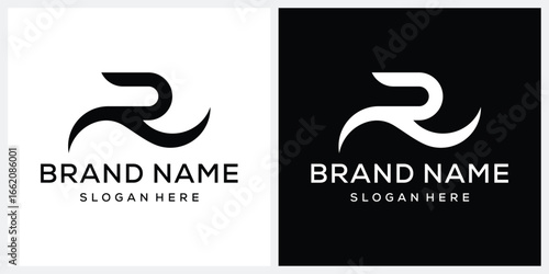 initial letter R sport logo design vector