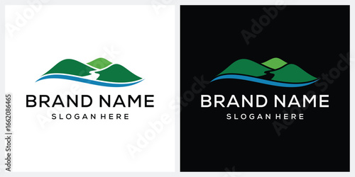 minimalist landscape hill river logo design inspiration