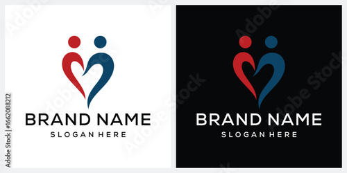 love hearth human community logo design vector template