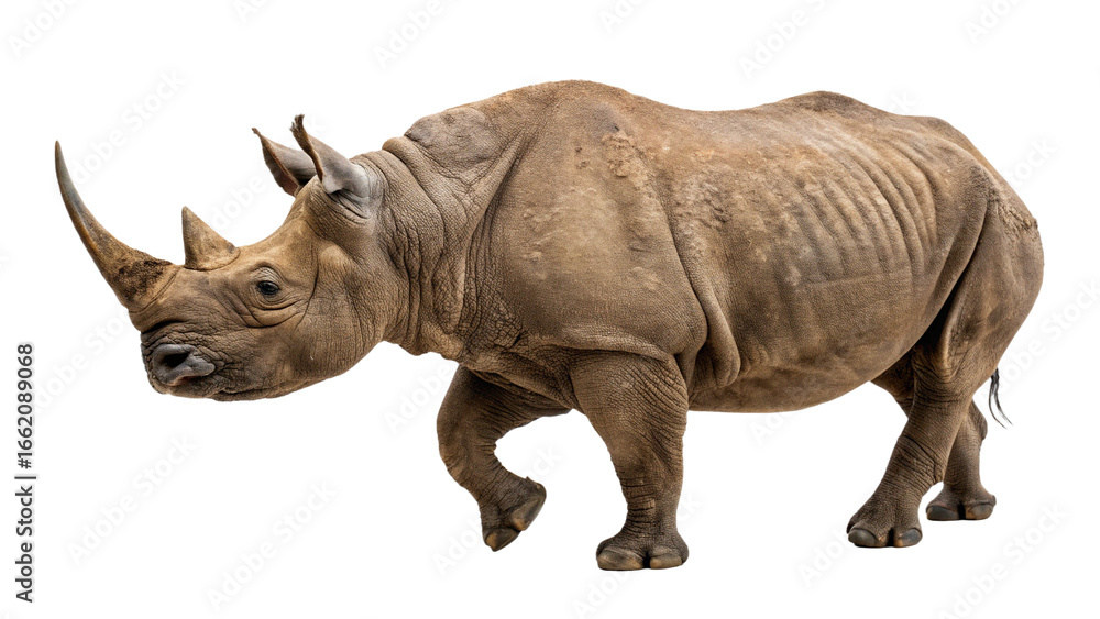 Fototapeta premium Extinct animal Javan rhinoceros isolated on white or transparent background