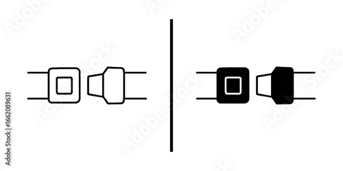 Seat Belt Icon: A clear and concise depiction of a seat belt, symbolizing safety and security, presented in both locked and unlocked states to illustrate responsible driving behavior.