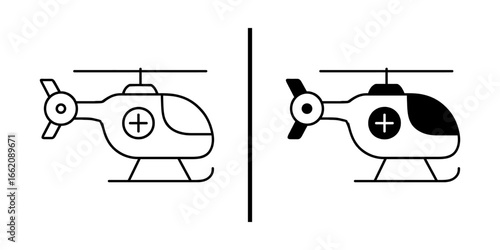 Emergency Helicopter Illustration: a vector illustration of an emergency helicopter for rescue operations. Showing different variations and design schemes of aircraft
