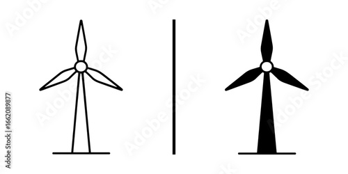 Eco-friendly Wind Energy Silhouette: A clean silhouette of a wind turbine stands tall, representing sustainable energy generation for a cleaner planet.