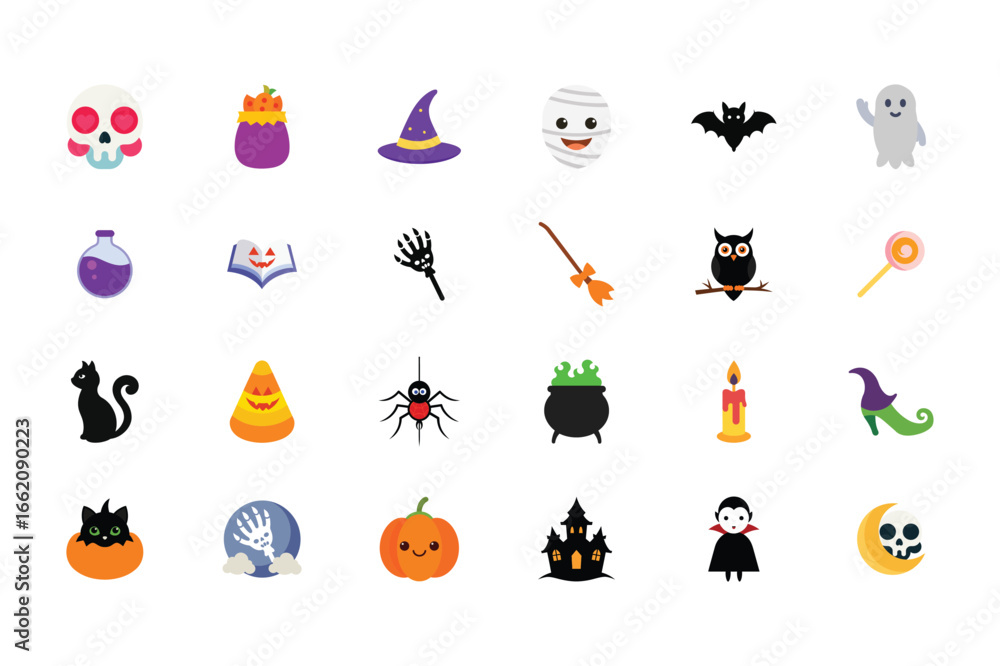Fototapeta premium Spooky Halloween Vector Icon Set