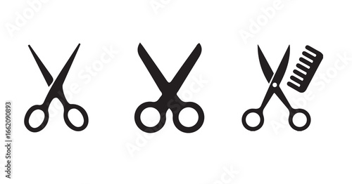 Set of vintage scissor icon, cutting tool vector, scissor silhouette, vector illustration EPS 10.