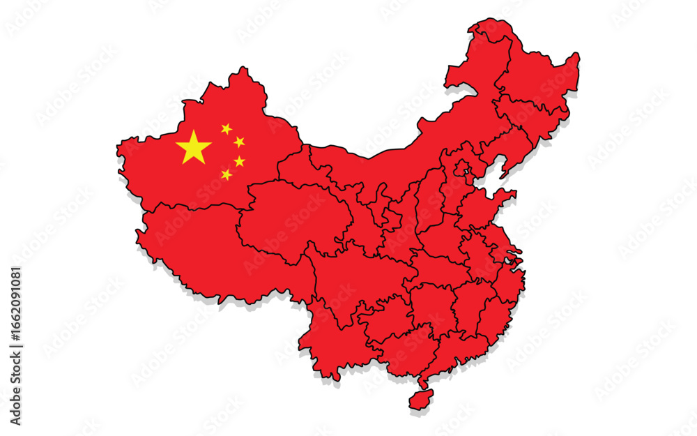 Naklejka premium Editable China Map With China Flag