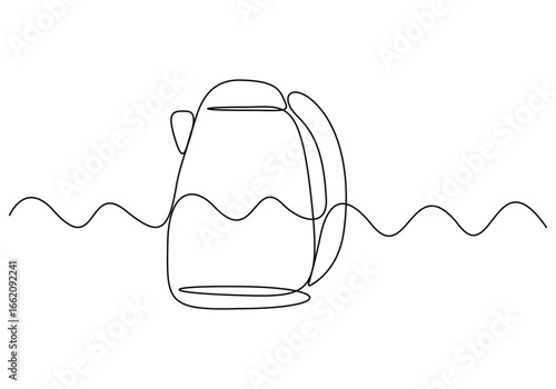 Continuous one line drawing art electric kettle vector illustration