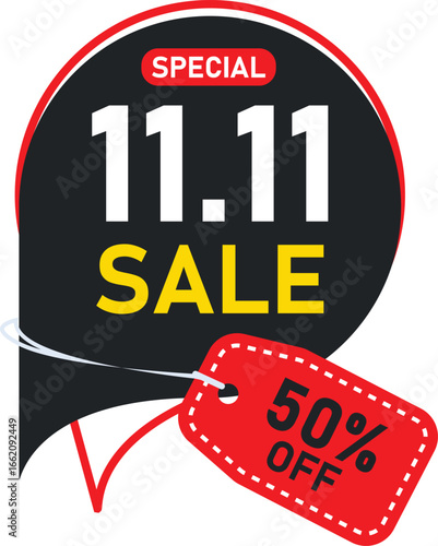 11.11 Shopping Day Sale Discount Offer Banner, Poster, or Flyer Design in colorful theme. 11 November Sale Vector Banner, or Social Media Post Design Template For Marketing, Online Store, or Website.
