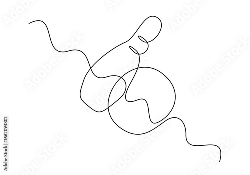 Continuous one line drawing art bowling ball and pins sports equipment bowling sport 
