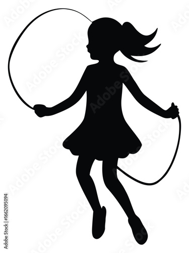 Girl jumping rope silhouette active childhood fun and healthy lifestyle exercise