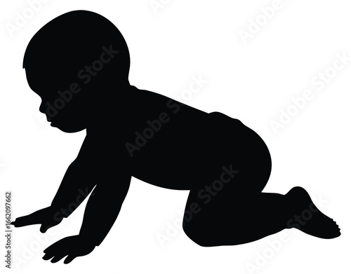 Silhouette of baby crawling developmental milestone babyhood early childhood development concept