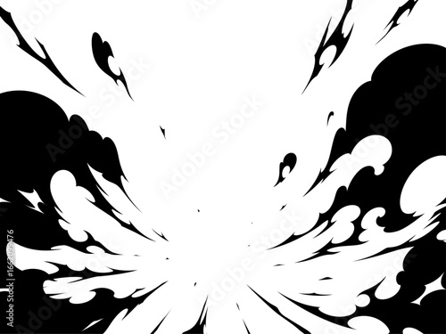 着地の衝撃の煙のエフェクトのシルエット