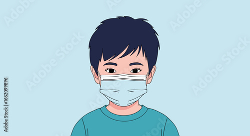 Young person wearing protective face covering during health crisis