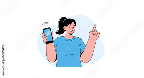 Young woman with smartphone experiencing connectivity issues indicating a problem solved through technology