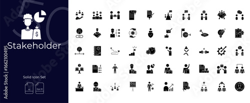Stakeholder solid editable icon set