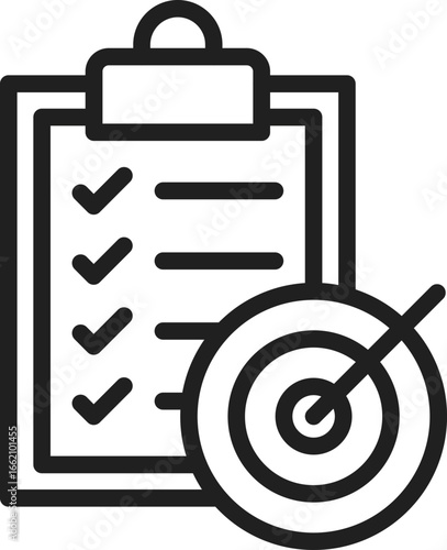 Checklist with target and arrow clipboard task list