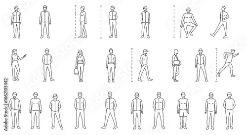 diverse people group featuring men and women in various poses walking standing running for marketing showcasing community diversity and inclusion.