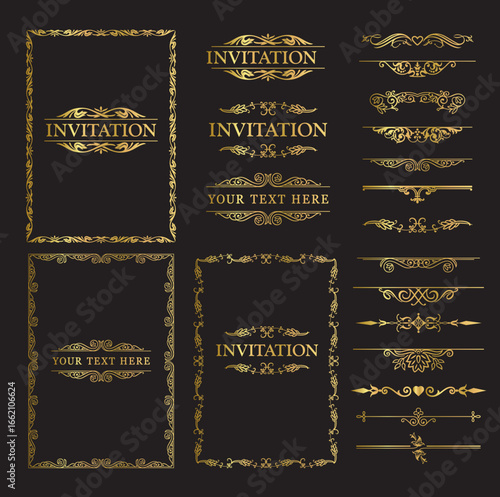 Frame square for invitation in modern vintage style. Frame template for cards, posters, banners