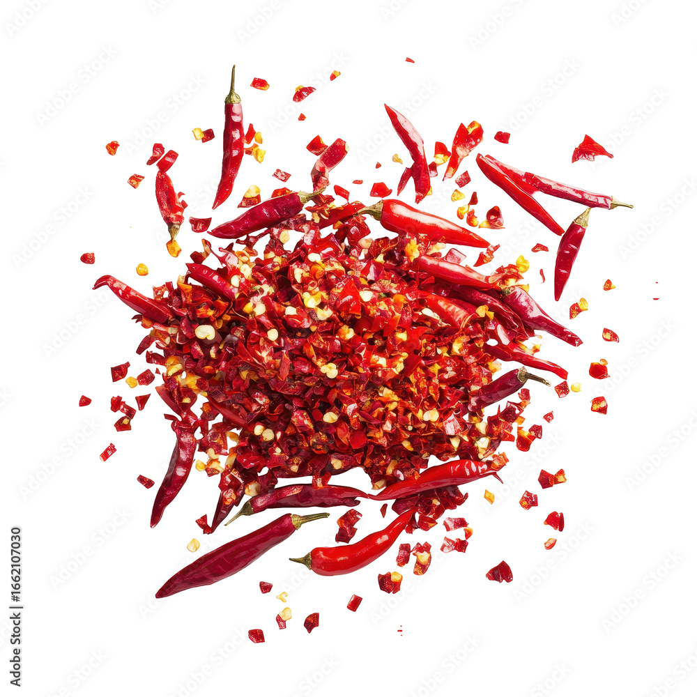 Naklejka premium Red hot chili peppers, group of red hot chili peppers with a glossy finish, isolated on transparent background