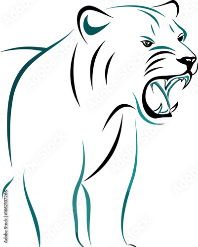 A fierce black cat tiger head silhouette vector illustration is a striking wildlife predator design sketch for a powerful tattoo art