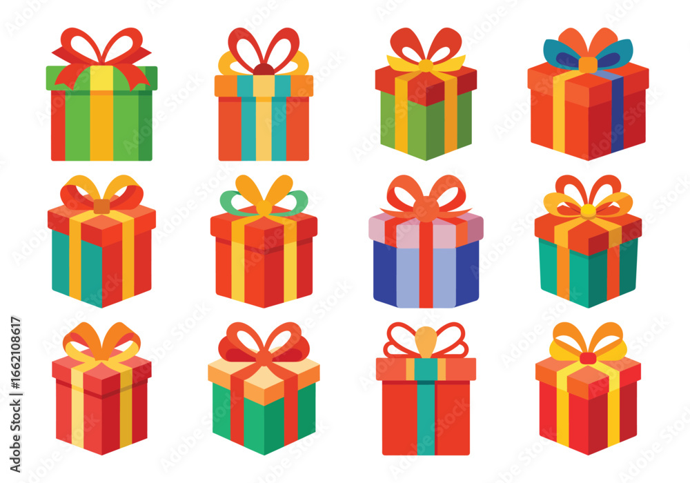 Fototapeta premium Collection of Colorful Gift Boxes with Ribbons for Celebrations and Special Occasions
