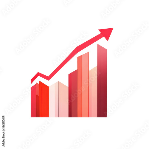 Free Download Red upward arrow graph showing rising trend, Graph featuring a red upward arrow, isolated on transparent background - GFXLoad