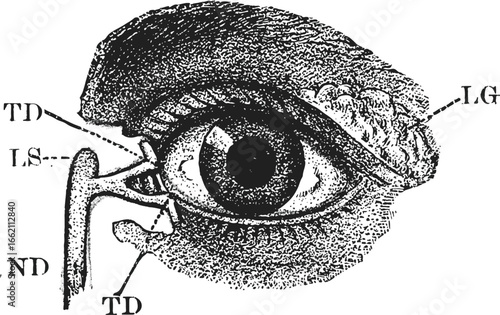 Detailed human eye anatomy illustration iris pupil