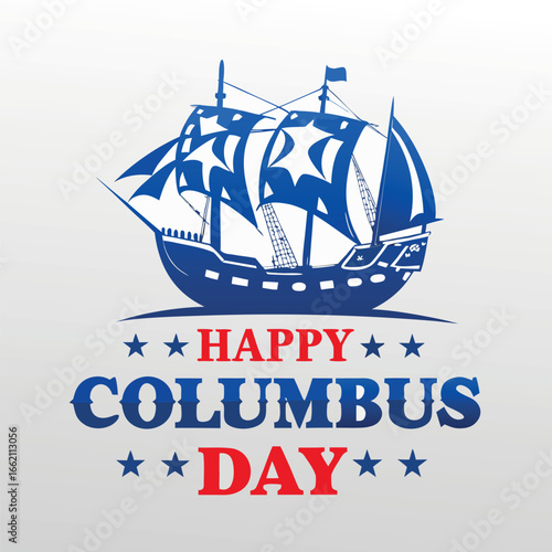 happy Columbus day greeting card with caravel eps