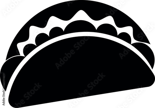 Taco Silhouette Icon with Stylized Fillings
