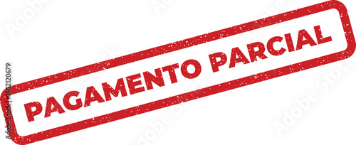 Red grungy partial payment stamp illustration with slanted perspective, perfect for financial themed projects