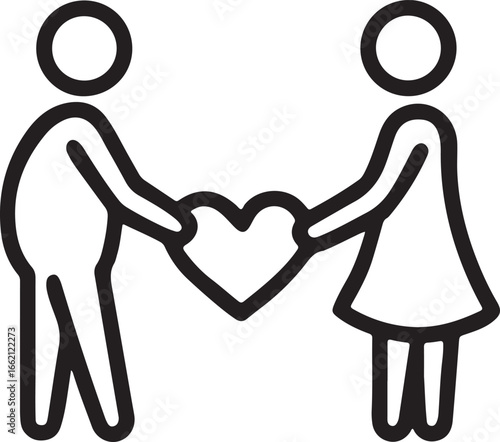 Couple holding hands silhouette icon vector design perfect for love, relationship, romance, and family themes.