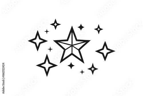 Shining starbursts and elegant constellations sparkle with radiant light, perfect for celebratory designs and inspirational themes, conveying success and achievement.
