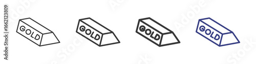 Gold Ingots Vectors Icon Set Illustration with Outline Style Variation